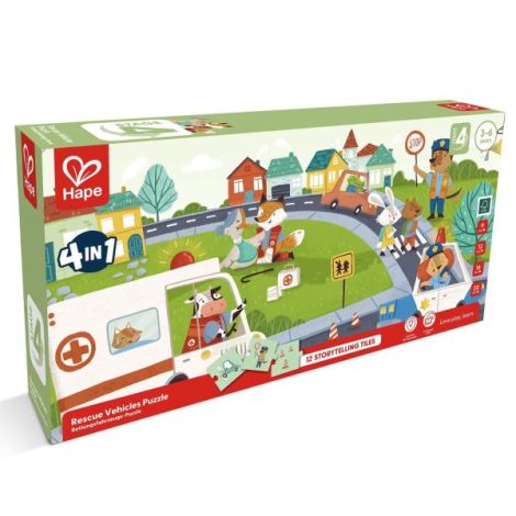 Puzzle pentru copii Vehicule de salvare (4 in 1) si joc storytelling - poza 2