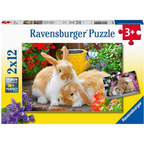 PUZZLE PORCUSOR DE GUINEA SI IEPURAS, 2x12 PIESE - poza 1