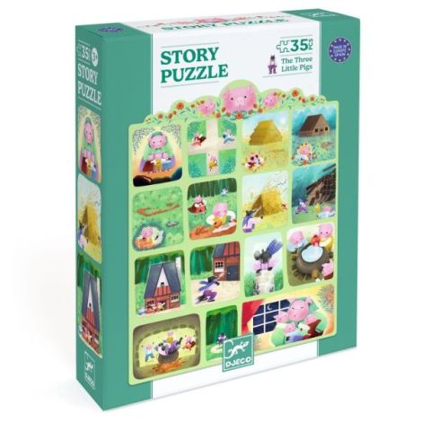 Puzzle poveste Cei trei purcelusi, Djeco - poza 1