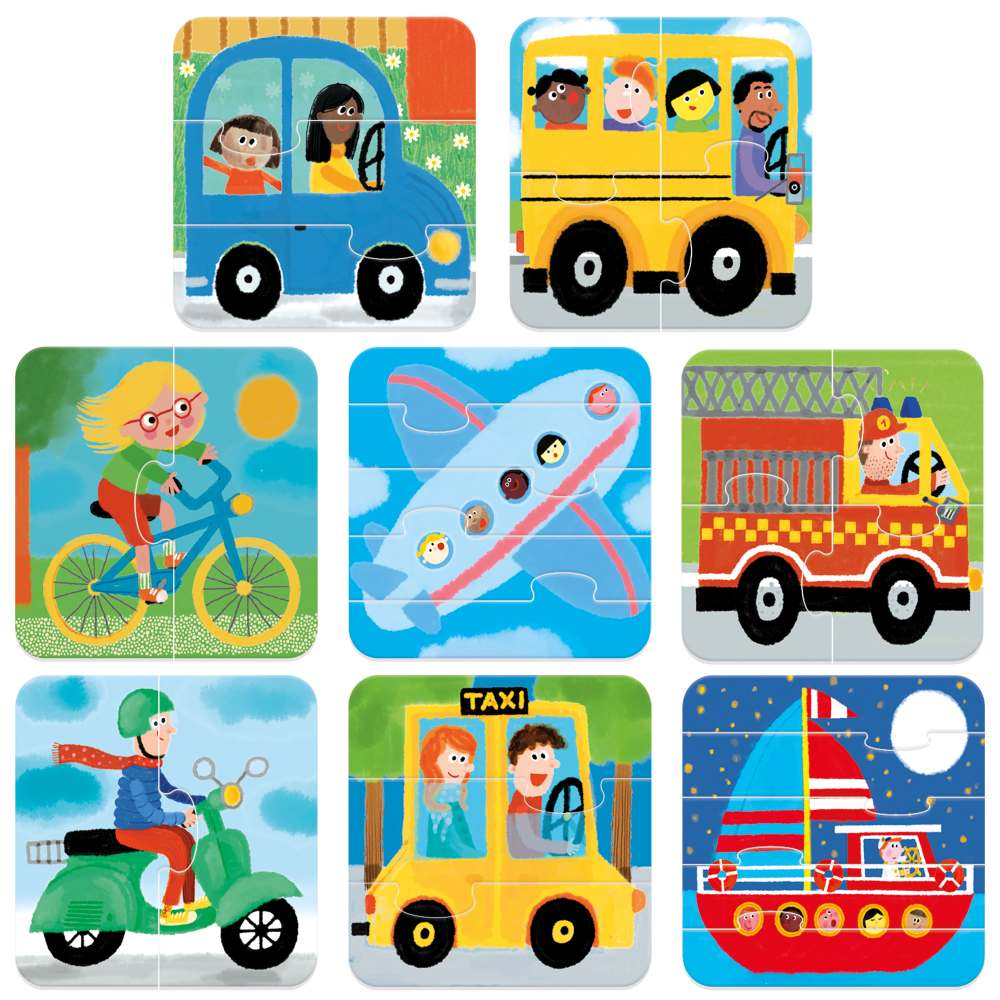 Puzzle progresiv cu piese mari 8 Vehicule Headu - poza 2
