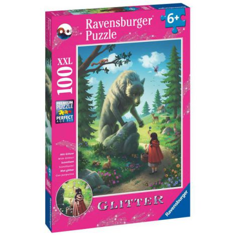 PUZZLE SCUFITA ROSIE SI LUPUL, 100 PIESE GLITTER - poza 1