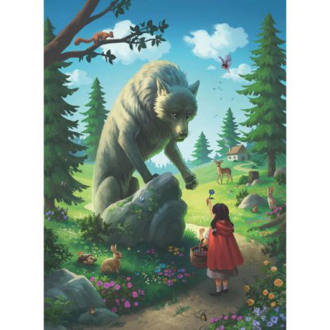 PUZZLE SCUFITA ROSIE SI LUPUL, 100 PIESE GLITTER - poza 2