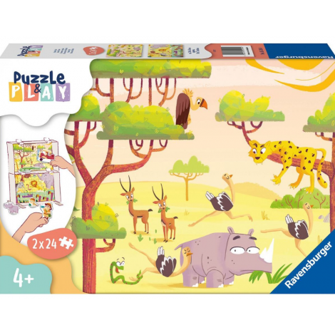 PUZZLE SI JOC ANIMALE DIN SAFARI, 2x24 PIESE - poza 1
