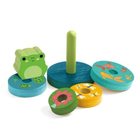 Puzzle si joc din lemn de stivuit, Djeco - poza 3