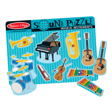 Puzzle sonor, 8 pise, incastru din lemn, Instrumente muzicale, 2 ani+, Melissa&Doug 0732 - poza 1