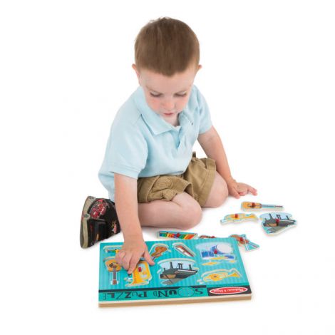Puzzle sonor, 8 pise, incastru din lemn, Instrumente muzicale, 2 ani+, Melissa&Doug 0732 - poza 5