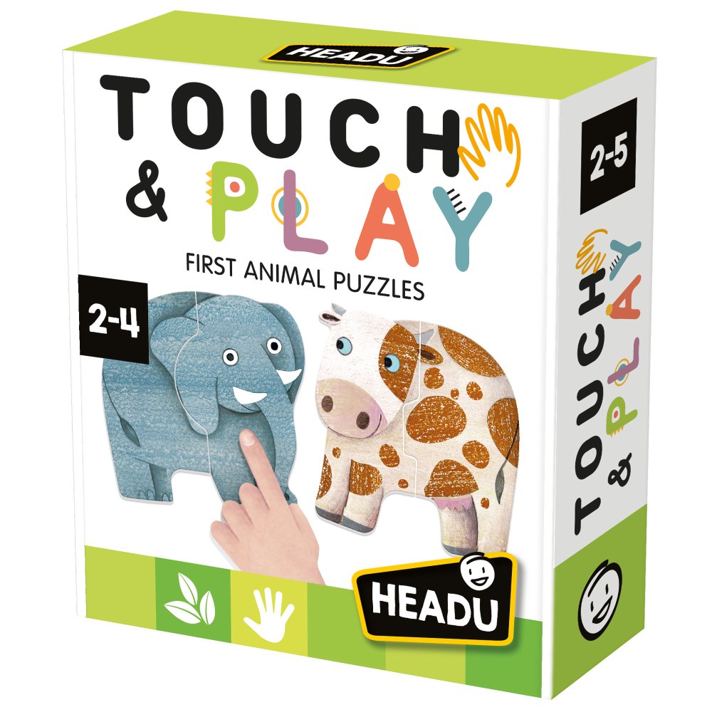 Puzzle tactil contur cu piese mari Headu Animale - poza 1