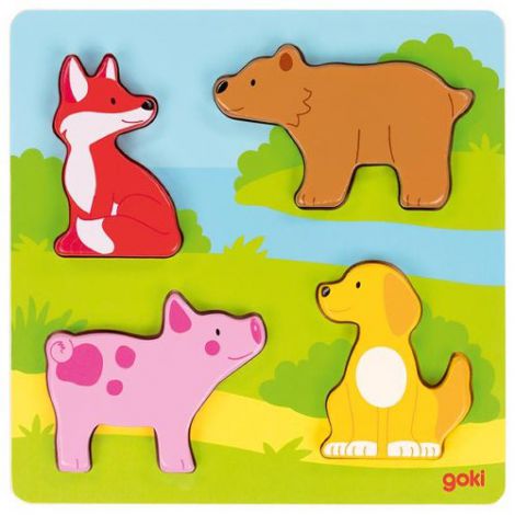 Puzzle tactil din lemn Atinge si descopera Animale - poza 2