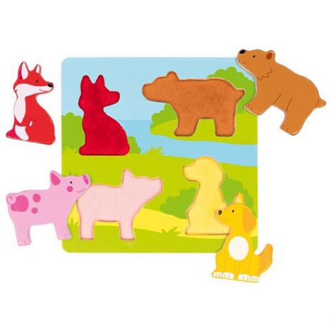 Puzzle tactil din lemn Atinge si descopera Animale - poza 3