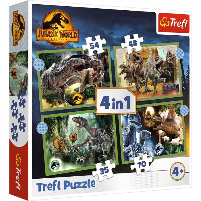 Puzzle Trefl Jurassic World 4in1 in Lumea Dinozaurilor