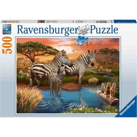 Puzzle Zebre La Apa, 500 Piese - poza 2
