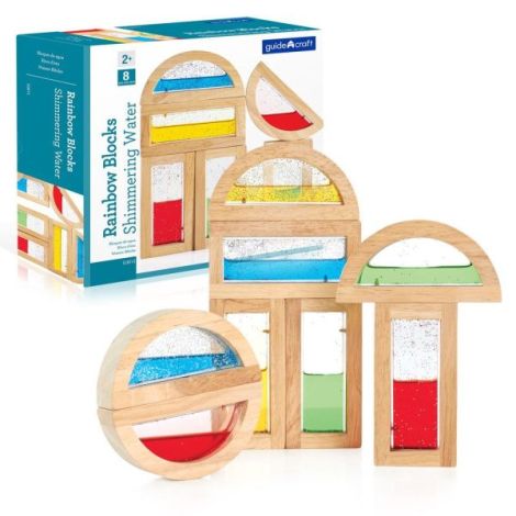 Rainbow Blocks, cu lichid colorat si sclipici, Guidecraft - poza 1