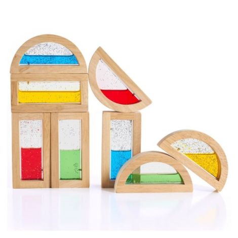 Rainbow Blocks, cu lichid colorat si sclipici, Guidecraft - poza 2