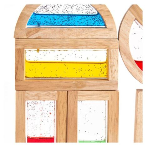Rainbow Blocks, cu lichid colorat si sclipici, Guidecraft - poza 3