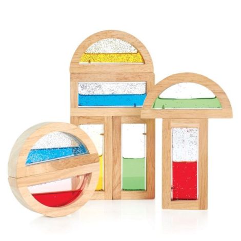 Rainbow Blocks, cu lichid colorat si sclipici, Guidecraft - poza 4