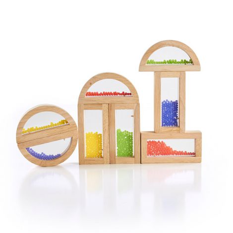Rainbow Blocks cu margele colorate, Guidecraft - poza 2