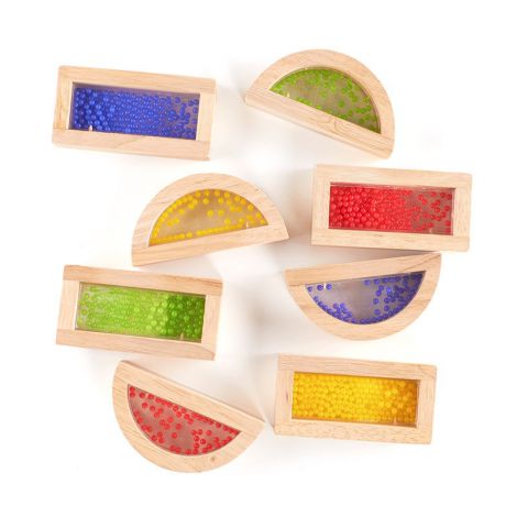Rainbow Blocks cu margele colorate, Guidecraft - poza 3