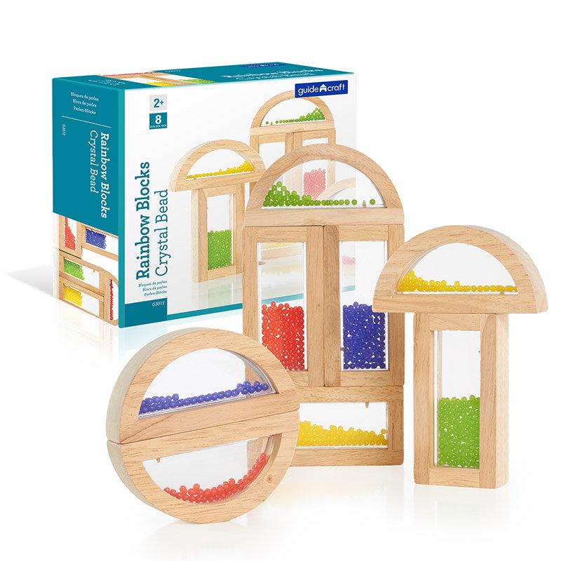 Rainbow Blocks cu margele colorate, Guidecraft multicolor