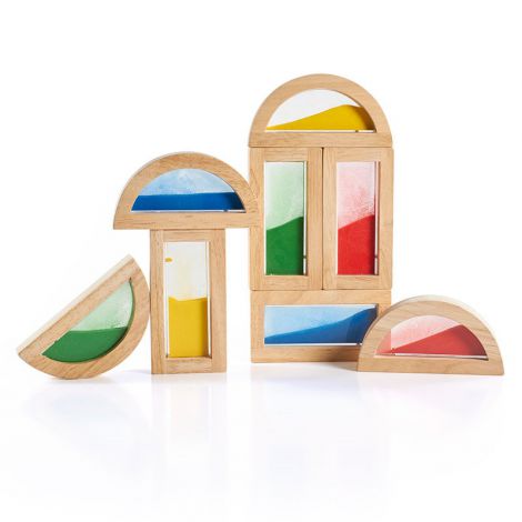 Rainbow Blocks cu nisip colorat, Guidecraft - poza 2