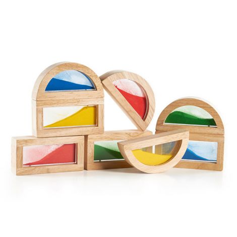 Rainbow Blocks cu nisip colorat, Guidecraft - poza 3