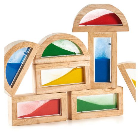 Rainbow Blocks cu nisip colorat, Guidecraft - poza 4