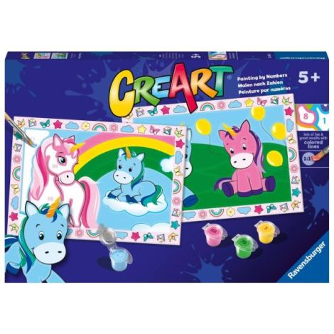 Ravensburger - CreArt pictura pe numere pentru copii 2 sabloane unicorni veseli - poza 1