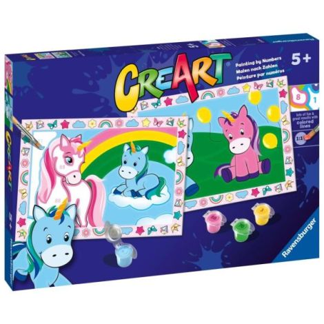 Ravensburger - CreArt pictura pe numere pentru copii 2 sabloane unicorni veseli - poza 2