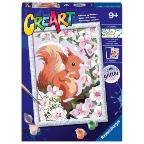 Ravensburger - CreArt pictura pe numere pentru copii cu sclipici veverita - poza 1