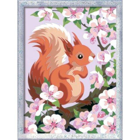 Ravensburger - CreArt pictura pe numere pentru copii cu sclipici veverita - poza 3