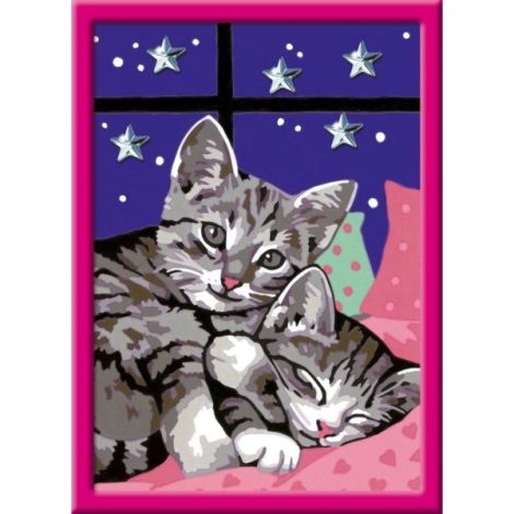 Ravensburger - CreArt pictura pe numere pentru copii pisicute somnoroase cu pietre sclipitoare - poza 3