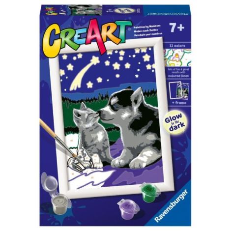 Ravensburger - CreArt pictura pe numere pentru copii prieteni care stralucesc in intuneric - poza 1