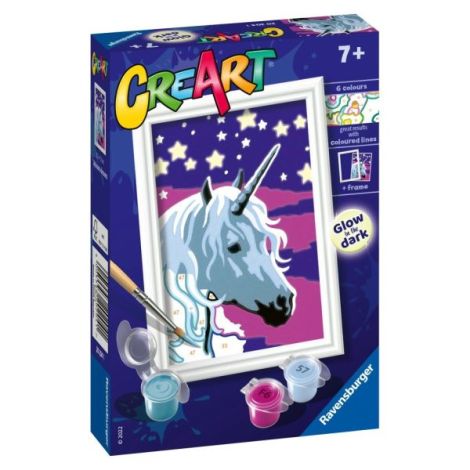 Ravensburger - CreArt pictura pe numere pentru copii unicorn visator care straluceste in intuneric - poza 2