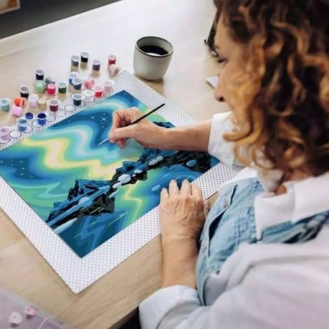 Ravensburger - Pictura pe numere Tablou Canvas Aurora Boreala - poza 3