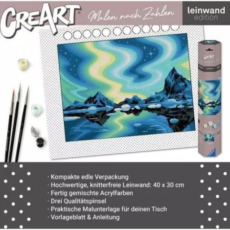 Ravensburger - Pictura pe numere Tablou Canvas Aurora Boreala - poza 5