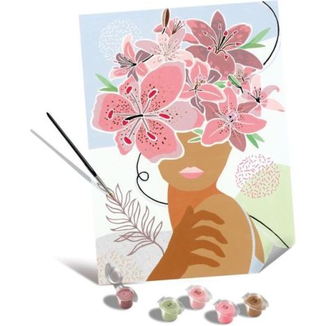 Ravensburger - Pictura pe numere Tablou Canvas femeie cu flori in cap - poza 1