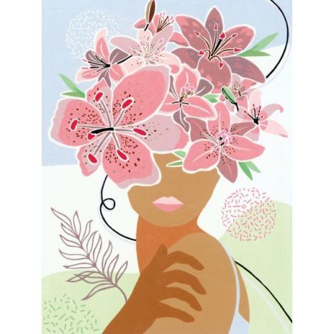 Ravensburger - Pictura pe numere Tablou Canvas femeie cu flori in cap - poza 3