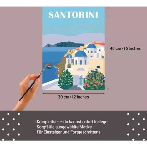 Ravensburger - Pictura pe numere Tablou Canvas Santorini - poza 4
