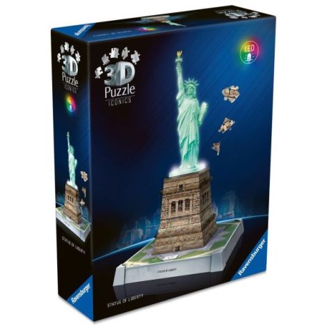 Ravensburger - Puzzle 3D iconic Statia Libertatii cu LED 108 piese model de colectie in miniatura - poza 1