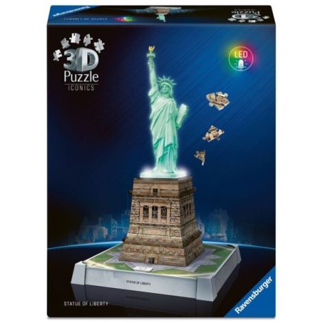 Ravensburger - Puzzle 3D iconic Statia Libertatii cu LED 108 piese model de colectie in miniatura - poza 2