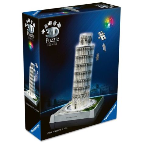 Ravensburger - Puzzle 3D iconic Turnul din Pisa cu LED 216 piese model de colectie in miniatura - poza 1