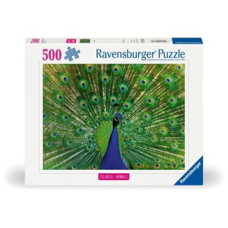 Ravensburger - Puzzle animale colorate paun 500 piese - poza 1