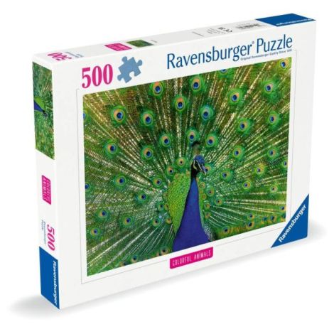 Ravensburger - Puzzle animale colorate paun 500 piese - poza 2
