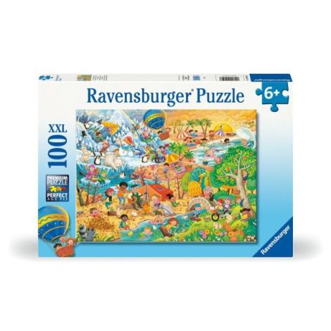 Ravensburger - Puzzle distractia copiilor in cele 4 anotimpuri 100 piese XXL - poza 1
