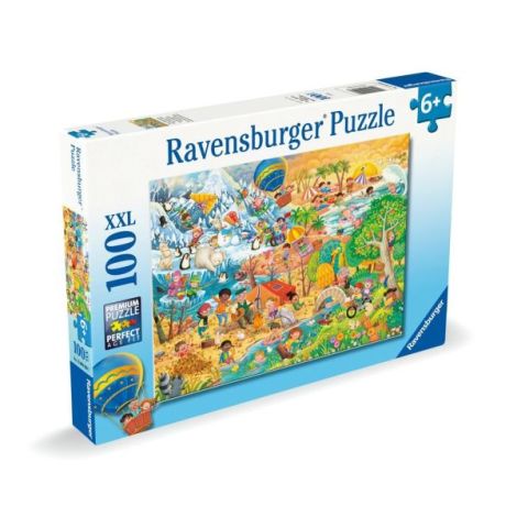 Ravensburger - Puzzle distractia copiilor in cele 4 anotimpuri 100 piese XXL - poza 2