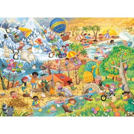 Ravensburger - Puzzle distractia copiilor in cele 4 anotimpuri 100 piese XXL - poza 3