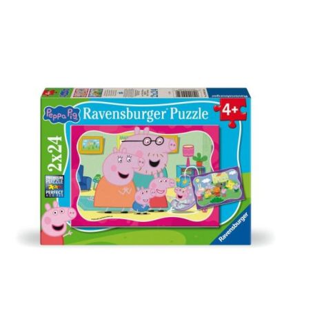 Ravensburger - Puzzle familia Peppa Pig 2x24 piese - poza 2