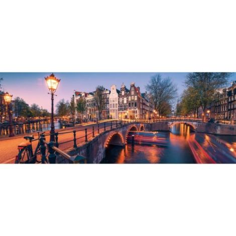 Ravensburger - Puzzle panorama noaptea in Amsterdam 1000 piese design nou - poza 1