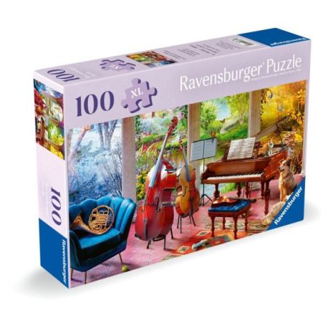 Ravensburger - Puzzle pentru varstnici anotimpuri muzicale cu sablon de imagine si suport din carton 100 piese mari XL - poza 2