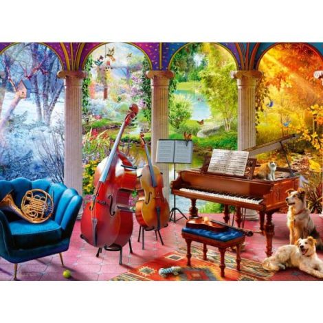 Ravensburger - Puzzle pentru varstnici anotimpuri muzicale cu sablon de imagine si suport din carton 100 piese mari XL - poza 3