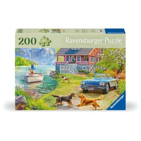 Ravensburger - Puzzle pentru varstnici casa pe malul lacului cu sablon de imagine si suport din carton 200 piese mari XL - poza 1